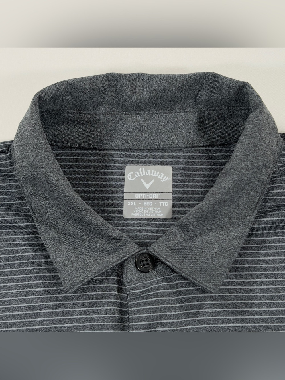 Callaway Opti-Dri Golf Polo Shirt Mens XXL Gray Micro Stripe Short Sleeve Tour - Picture 5 of 10